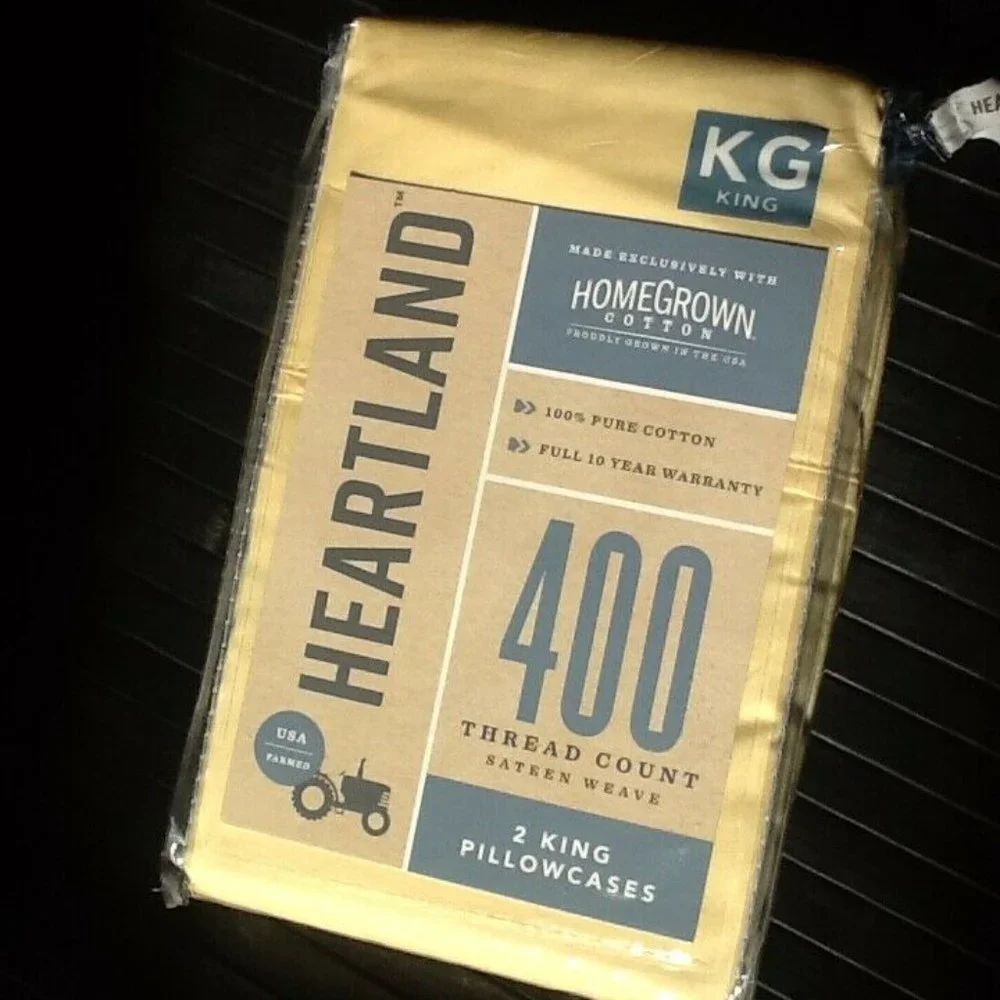 brand new LEMON Heartland 400 TC 100% Cotton Sateen KING Pillowcases